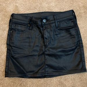 True Religion black coated denim mini skirt sz 24